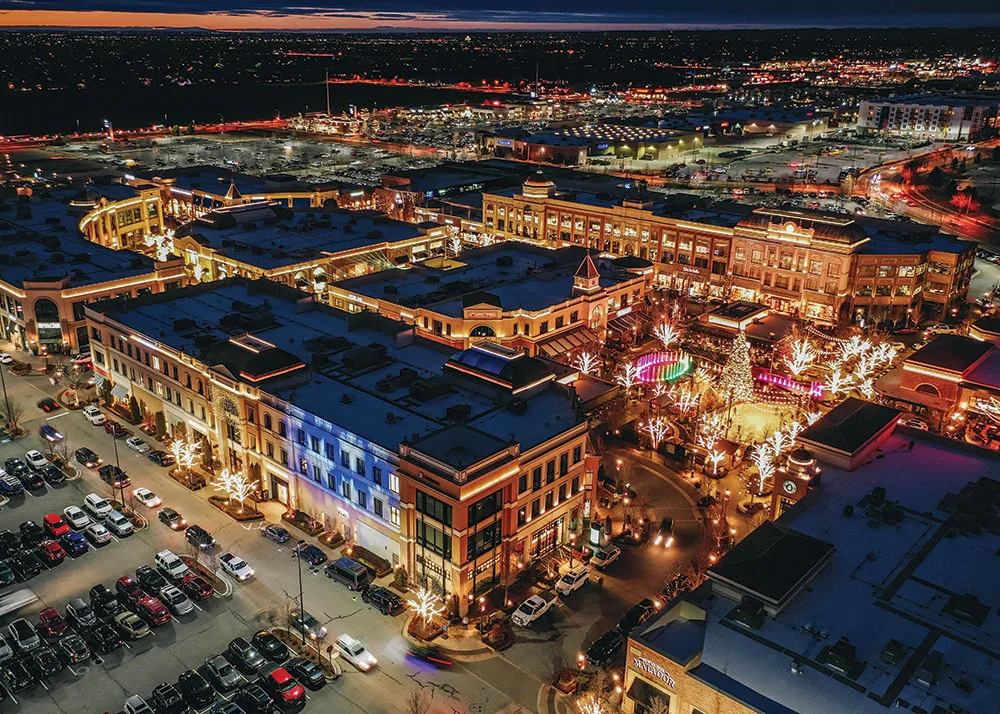 The Village at Meridian at night